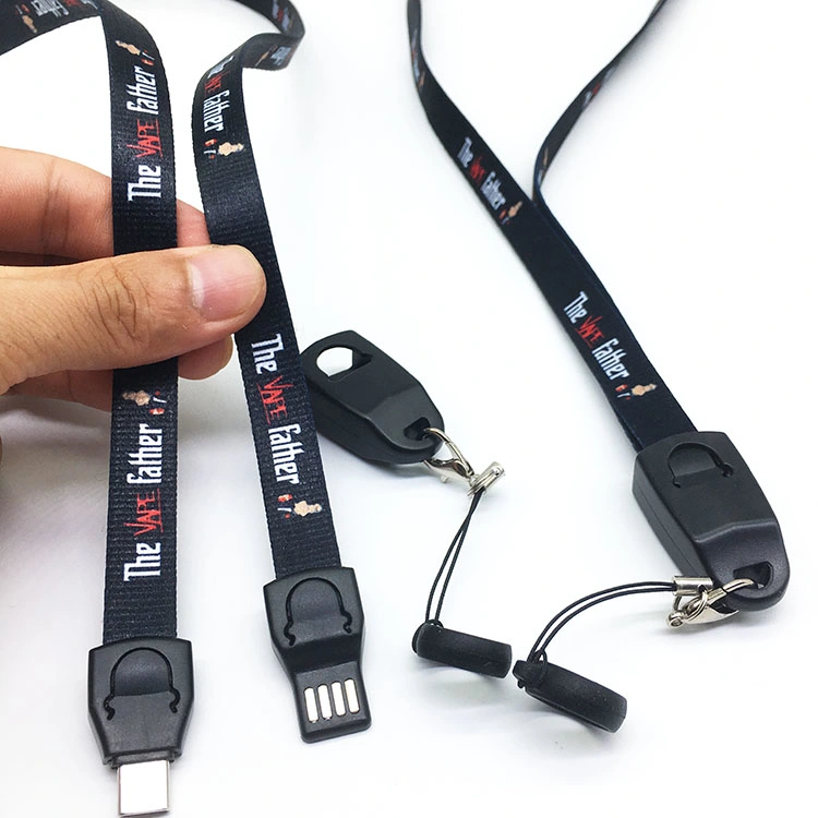 Wholesale Price New Promotion Gift USB Lanyard Neck Strap Charger Cable Lanyards Type C 3 In1 Data Cable for Phone