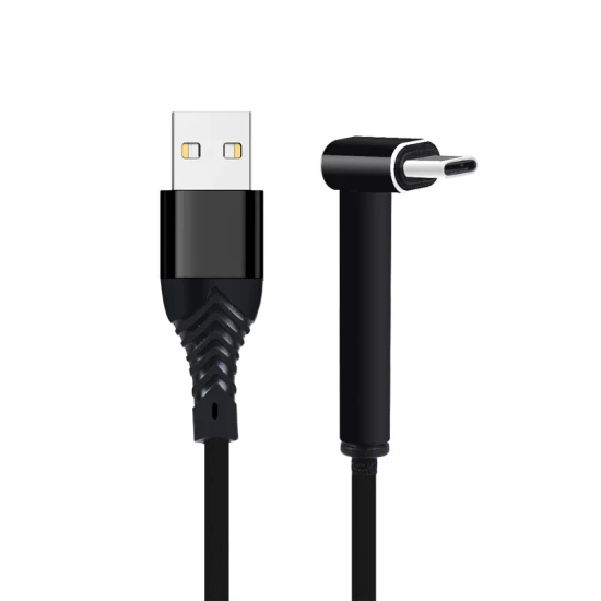 Braided 90 Degree Right Angle USB Cable 2.4A Durable Type C Fast Data Charger Cable for Android Phone 2.0m