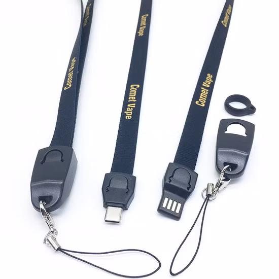 Wholesale Price New Promotion Gift USB Lanyard Neck Strap Charger Cable Lanyards Type C 3 In1 Data Cable for Phone