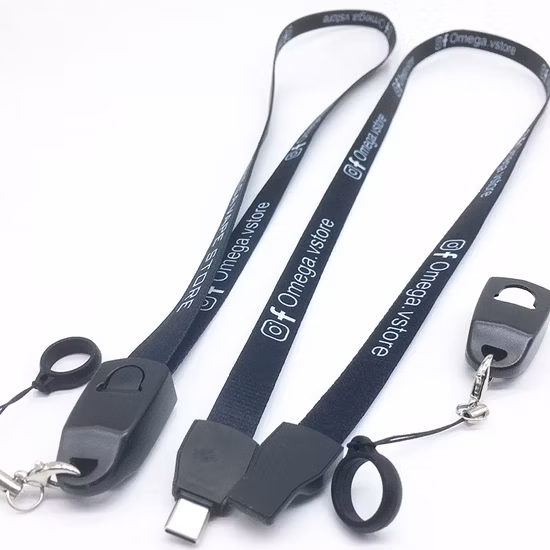 Wholesale Price New Promotion Gift USB Lanyard Neck Strap Charger Cable Lanyards Type C 3 In1 Data Cable for Phone