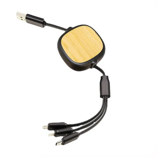 Eco-Friendly Promotional Gifts Mobile Phone Charging Cable USB/Micro/Type-C/Ios Bamboo 3 in 1 USB Data Cable