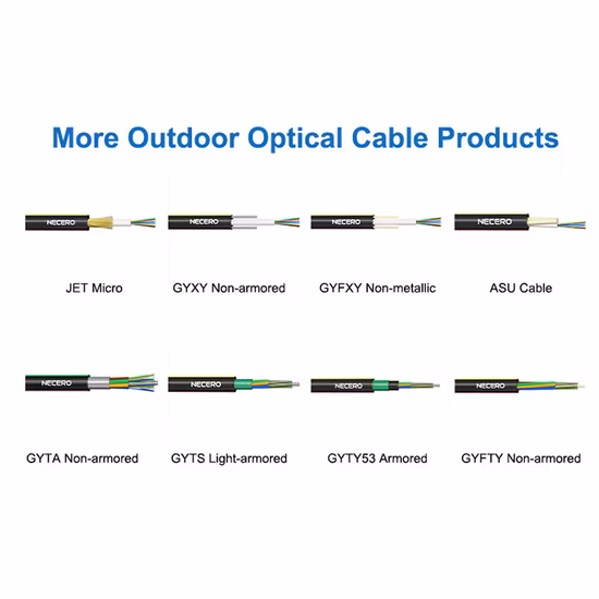 Necero 20 Fiber Optic Cables Factories Wholesale Single Mode Outdoor 2 4 6 8 10 12 Core GYFTY Fibre Optical Internet Cable
