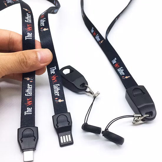 Wholesale Price New Promotion Gift USB Lanyard Neck Strap Charger Cable Lanyards Type C 3 In1 Data Cable for Phone